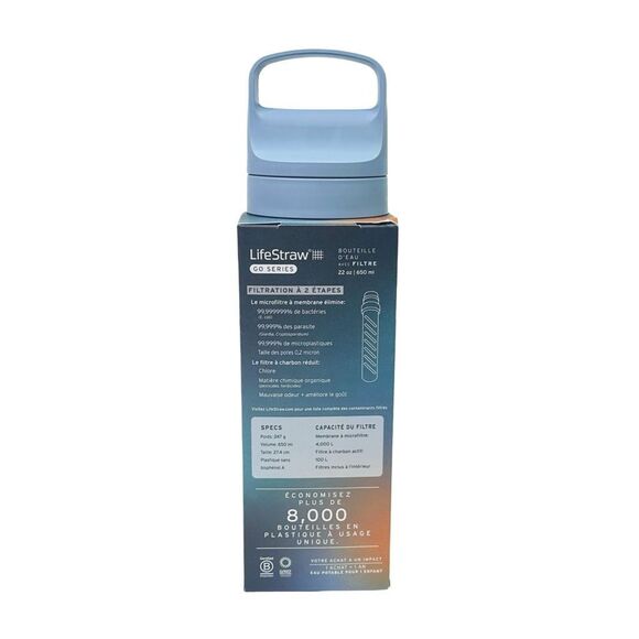 LifeStraw Go Series Water Bottle With Filter - 22 oz / 650 ml - Icelandic Blue - Picture 4 of 4